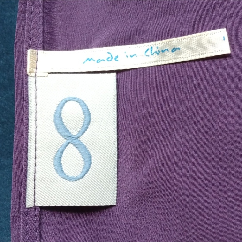 Purple 100% Silk Top Size XL Sleeveless Drawstring Bottom NWOT - Picture 7 of 9